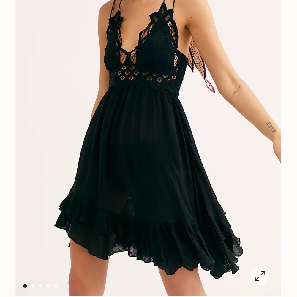 NWOT Free People One Adella Slip Dress in Black Size Small
